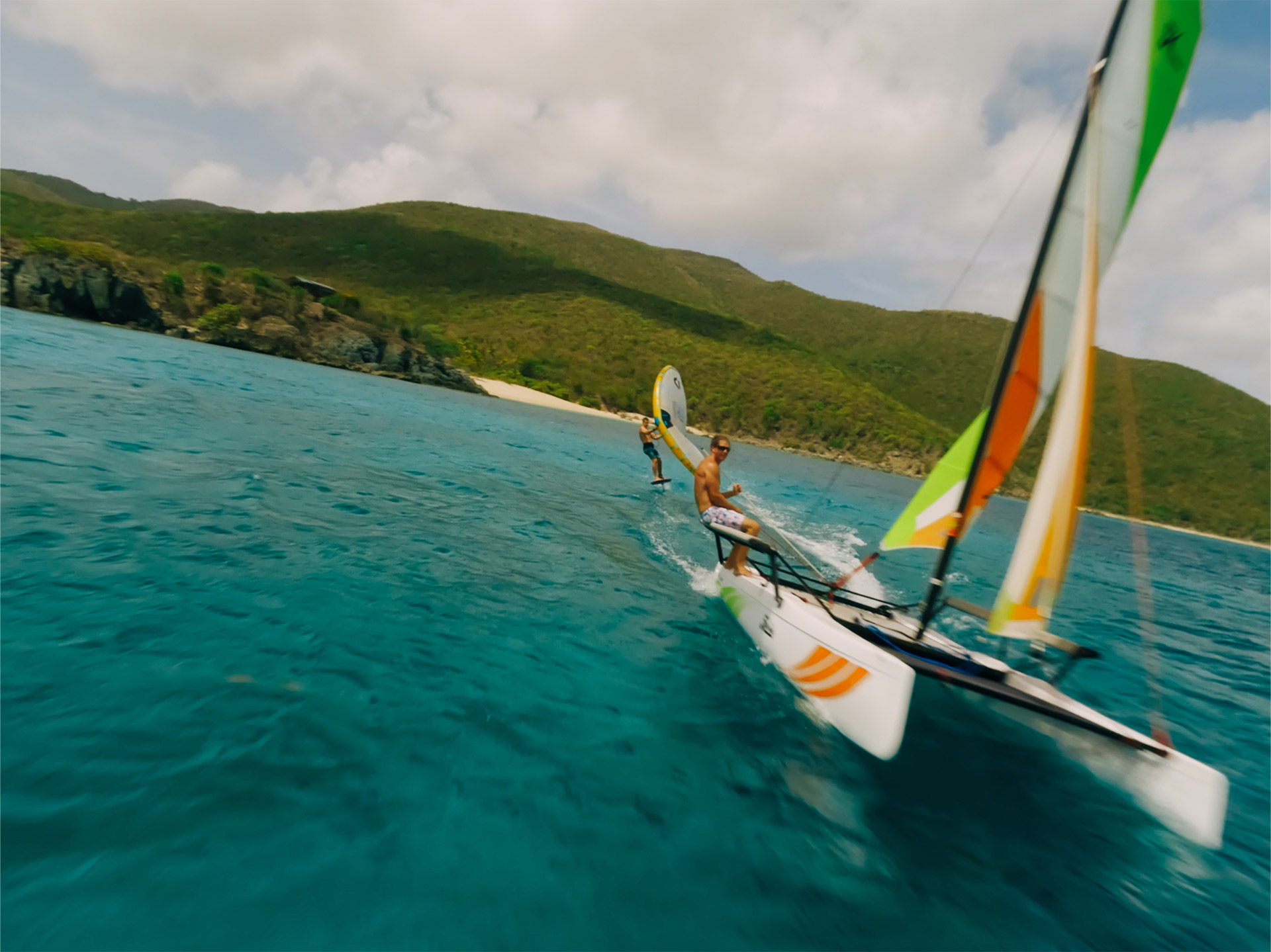 wing foiling and hobie cat sailing